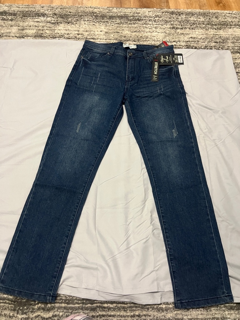 Men's Straight Stretch Jeans in Dark Blue by